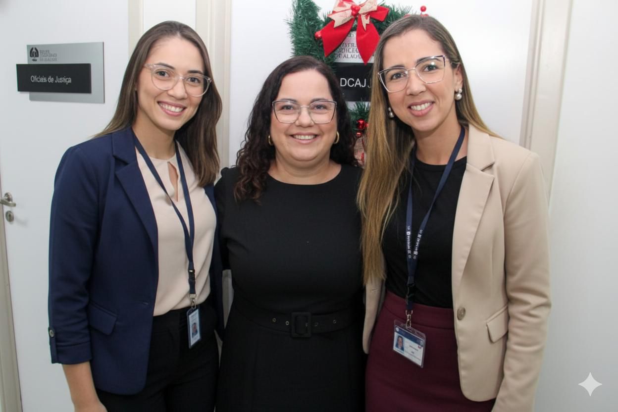 Luana Pimentel, Patrícia Falcão e Cléa Tavares, servidoras que atuam no DCAJ. Foto