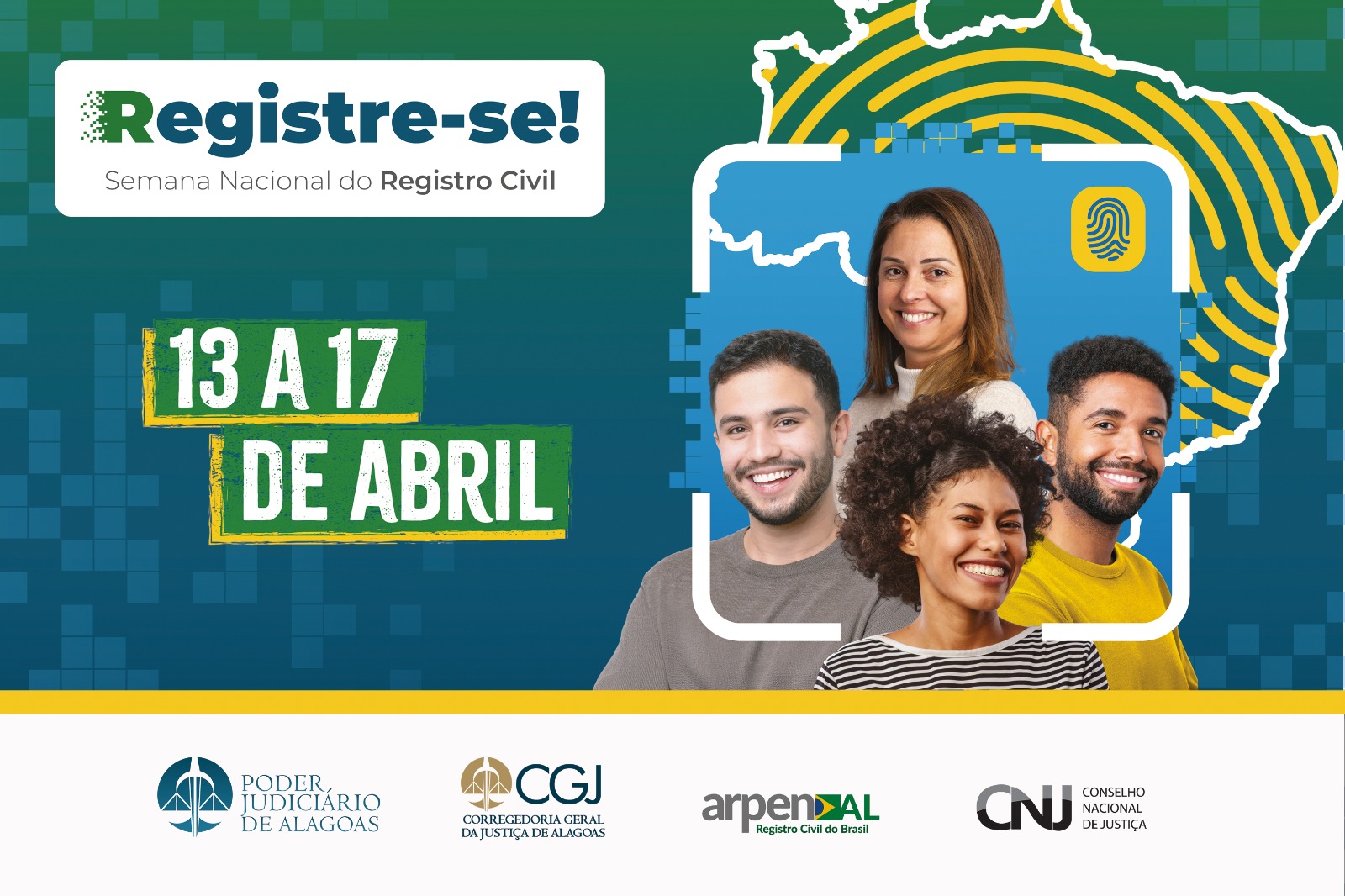 a campanha Registre-se! ocorrerá em todos os estados do Brasil e no Distrito Federal. Arte