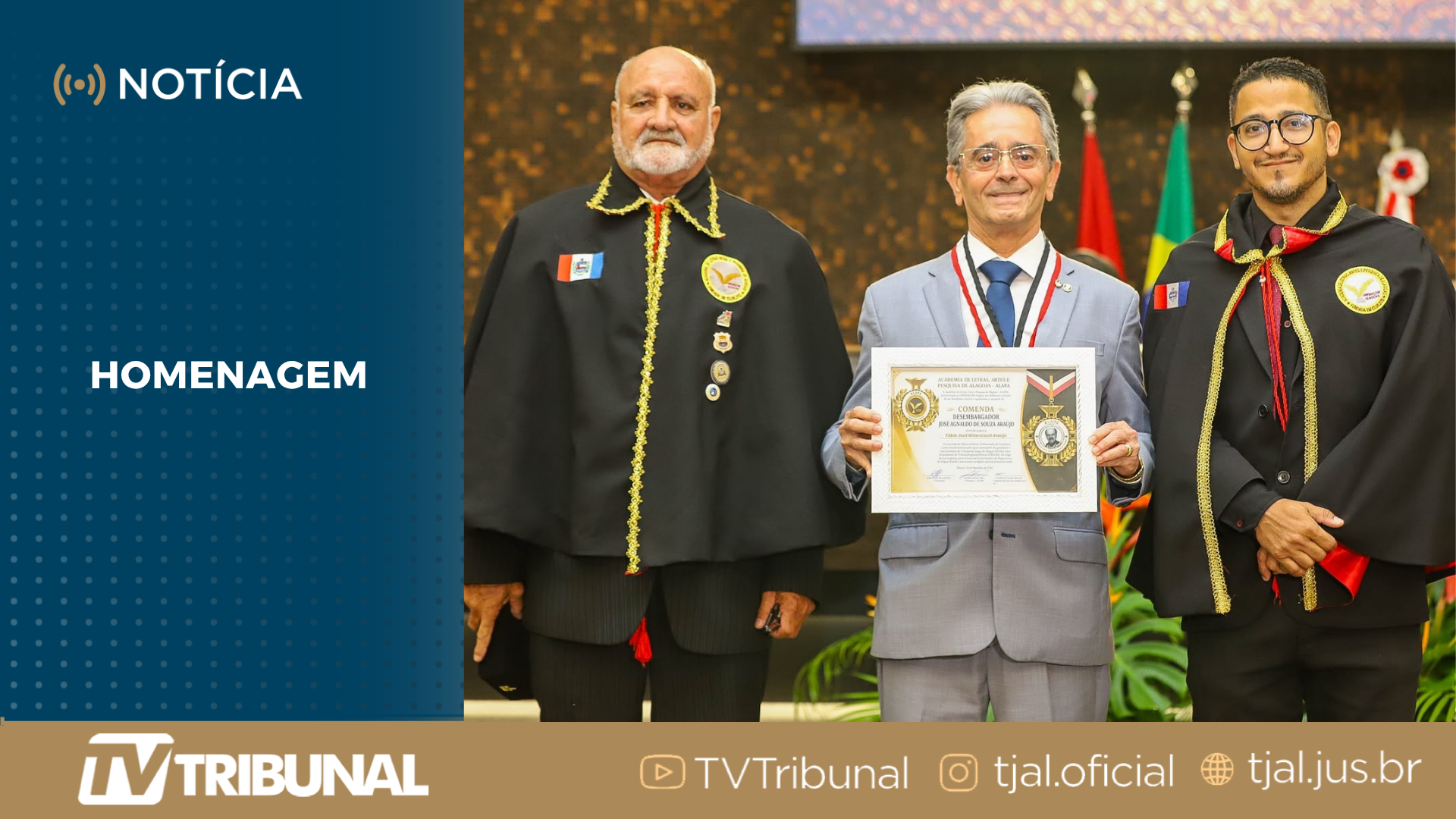 Presidente do TJAL recebe Comenda José Agnaldo de Souza Araújo